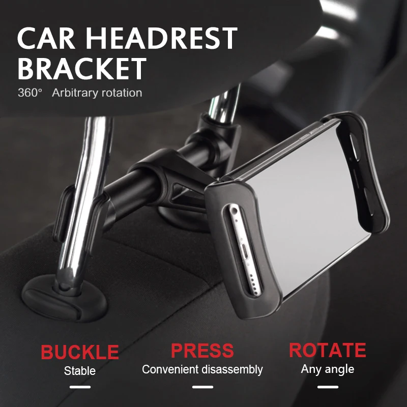 

Car Tablet Phone Holder Seat Ajustable IPad Stand Car Phone Holder For Headrest 360 Rotation Mobile Phone Mount Holder