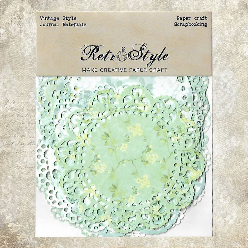 

20Pcs Green Lace Tag Material Papers Vintage Memo Scrapbooking Decor Background Paper for Journal Plan Diary Craft