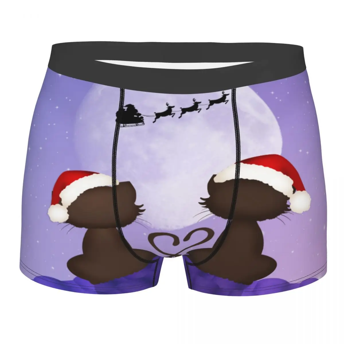 

Мужское нижнее белье, трусы, боксеры с кошками на крыше на Рождество, эластичные мужские трусы