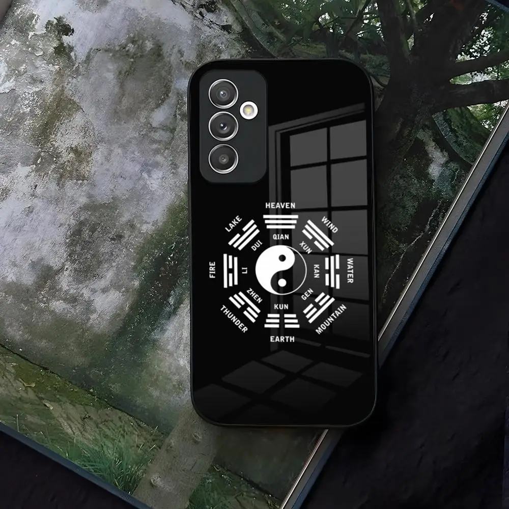 Черно-белый чехол для телефона Tai Chi из закаленного стекла Samsung A16 A14 A34 A52 A21 A71 A20 A31 A12