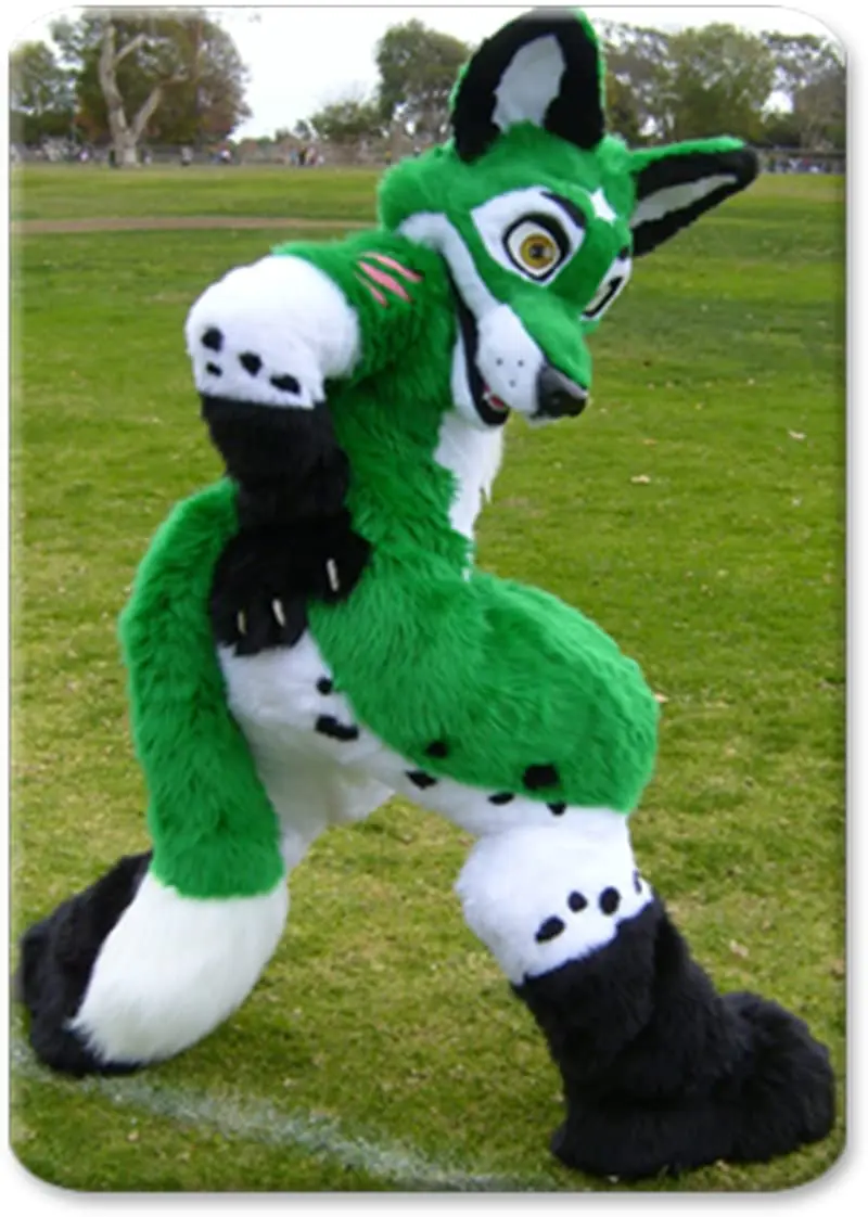 Меховой Костюм Huksy с собакой и животным темно-зеленый костюм-талисман кошкой