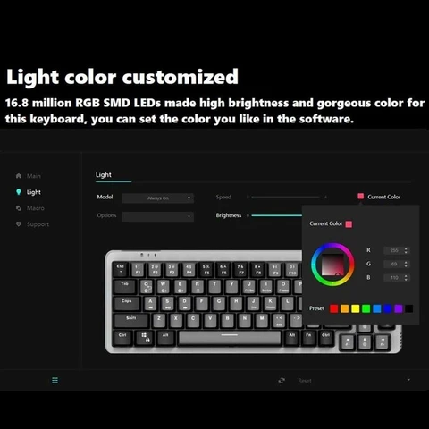 A3PD 68-ключ для сварки сварки Gaming Mechanical Keyboard Programmable Space Space