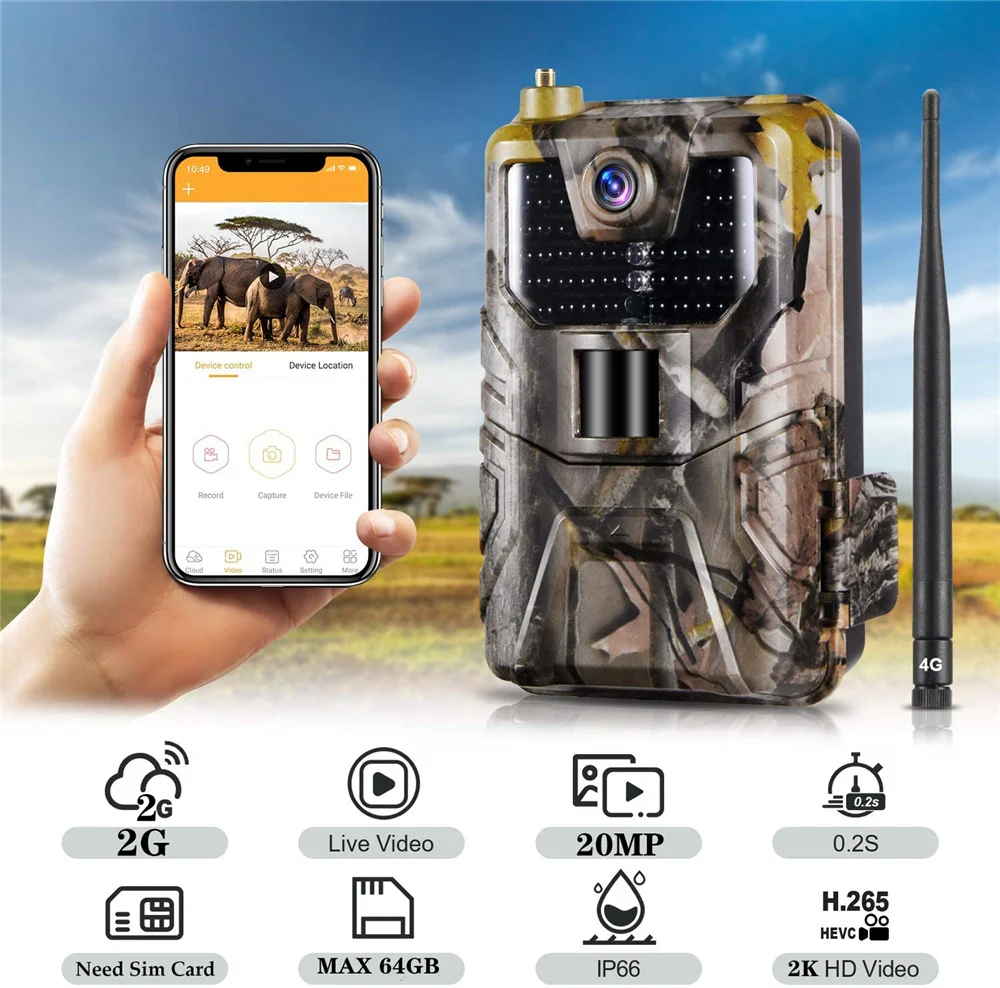 Уличная Водонепроницаемая камера для фотоловушки 2G SMS MMS SMTP 4K HD 20 МП 1080P дикой