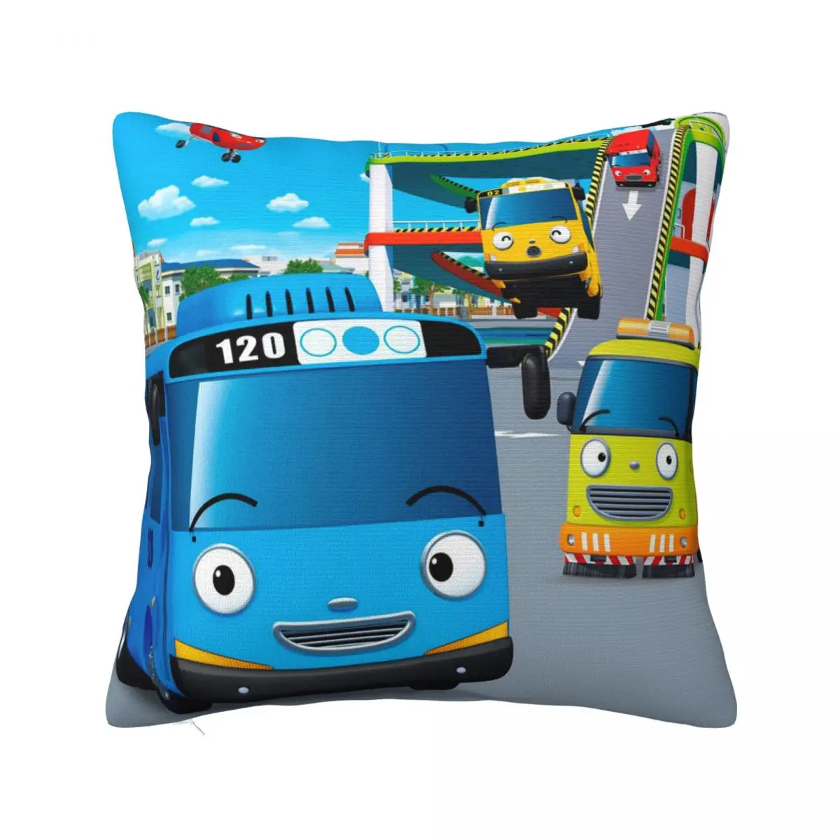 

Tayo The Little Bus Anime Pillowcase Print Polyester Cushion Cover cartoon cute kids Novelty Pillow Case Cover Home Square 40cm