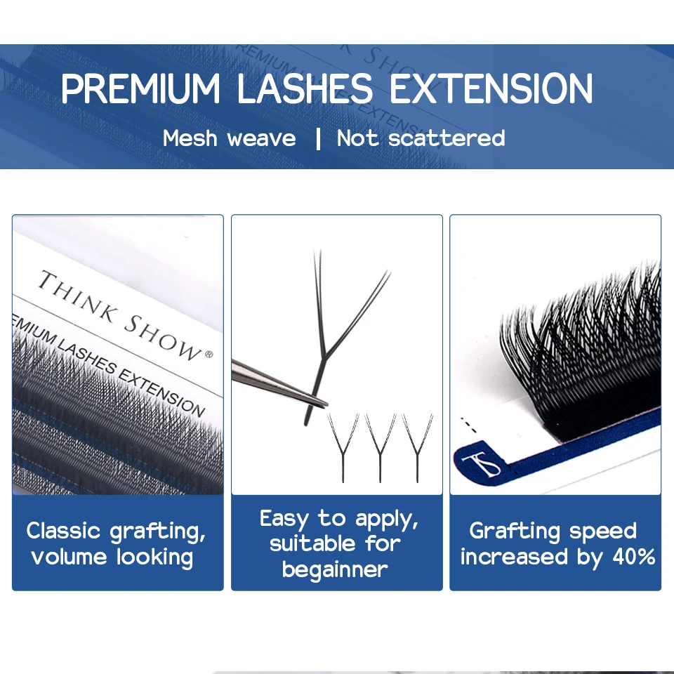 YY Черный цвет C Curl 0 07 мм Наращивание ресниц Цветущие готовые вееры Искусственная