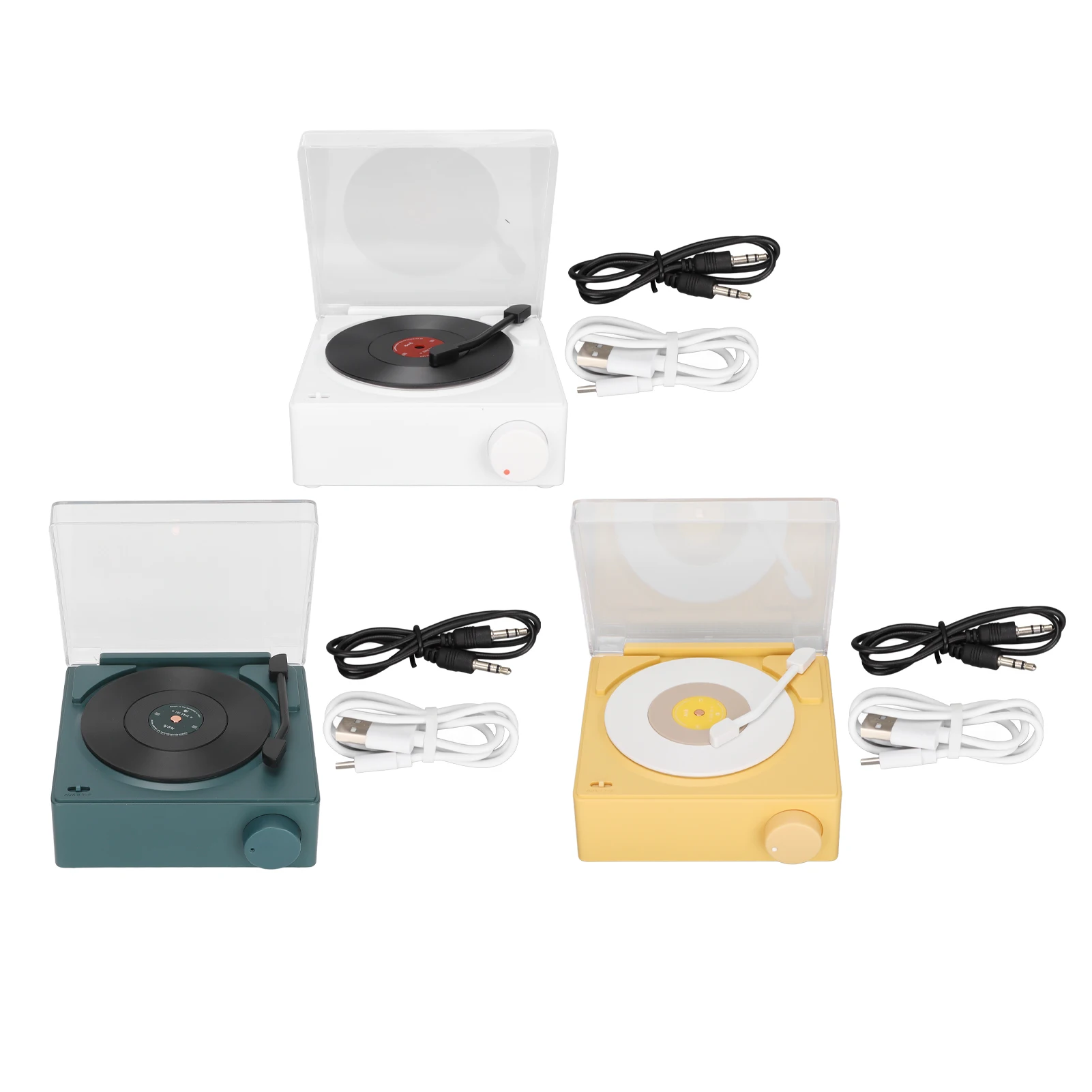 

DC 5V 1A soundbar X11 Alarm Clock Speaker 360 Degree Stereo Sound Retro Rotating Vinyl Disc Alarm Clock Speaker