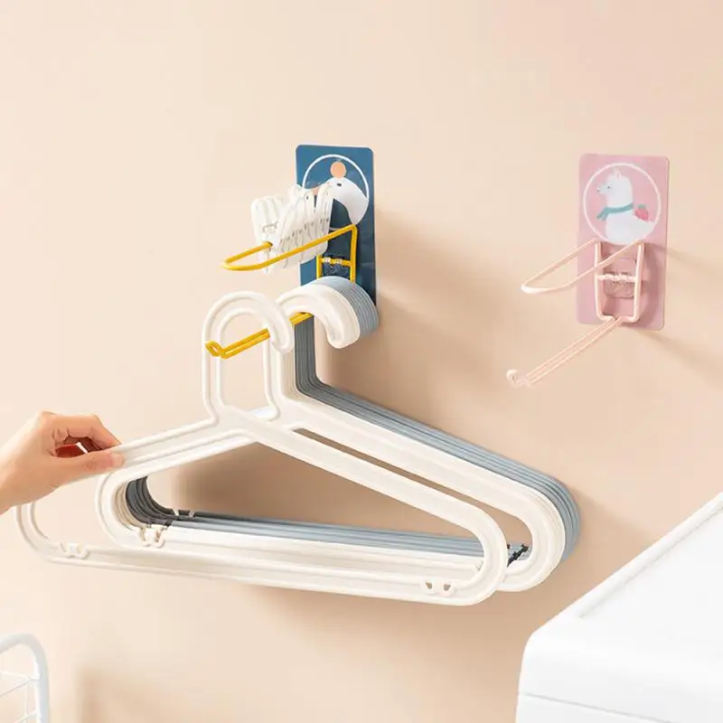 

Hanging Rack Adhesive Type Bathroom Supplies Hanger Hook Wall Mounted Cartoon Household Balcony Storage Artifact Stainless Steel
