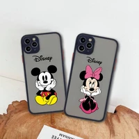 cute cartoon mickey minnie phone case for iphone 13 12 11 pro max mini xs 8 7 plus x se 2020 xr matte transparent cover