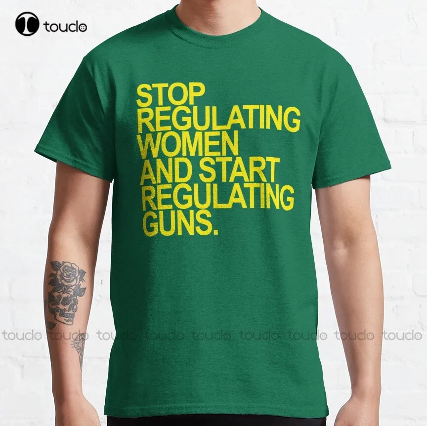 

Классическая женская футболка «перестать регулировать оружие» (желтая 2), футболки, простые винтажные повседневные футболки для улицы, Нови...