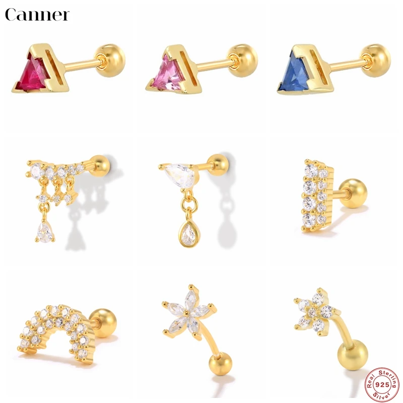 

Canner 1pcs Earrings For Women Stud Earrings Emerald CZ Earrings Helix Cartilage Piercing Aretes Jewelry Pendientes Plata 925 W5