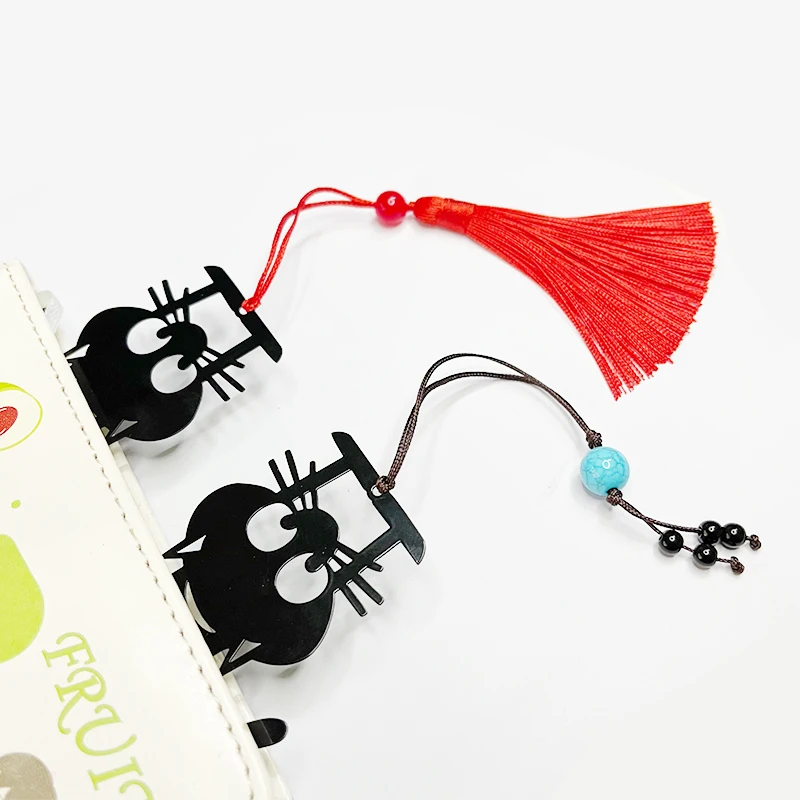 1 шт. Kawaii Черный кот закладки для книг 3D металлическая стерео книга с животными