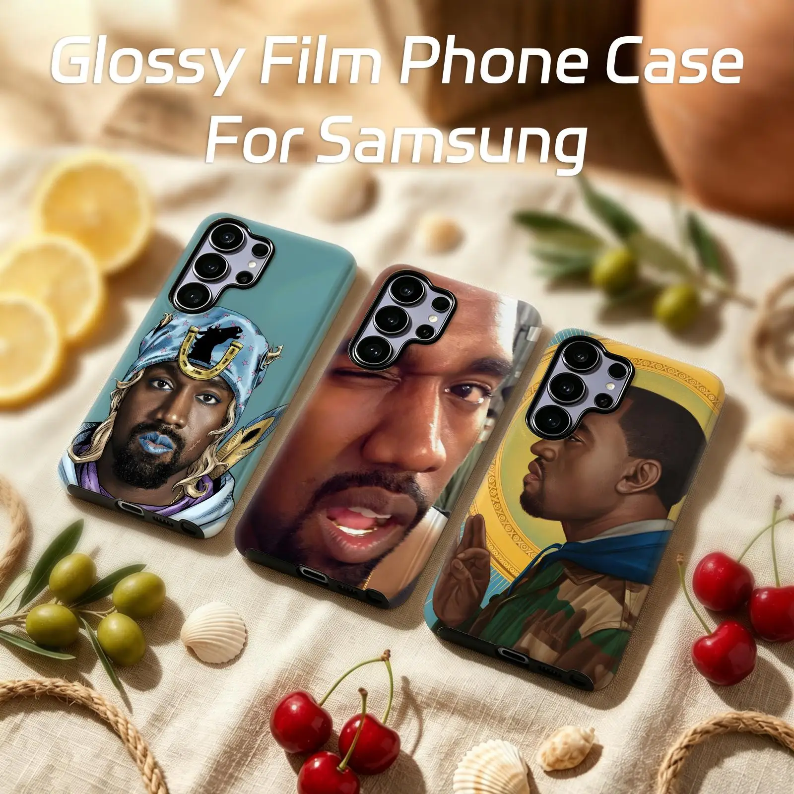 Фото Чехол для телефона с изображением пародии на Канье Уэста для Samsung Galaxy S26 25 S24 S23 S22 S21, ультраглянцевый чехол для телефона с пленкой №1