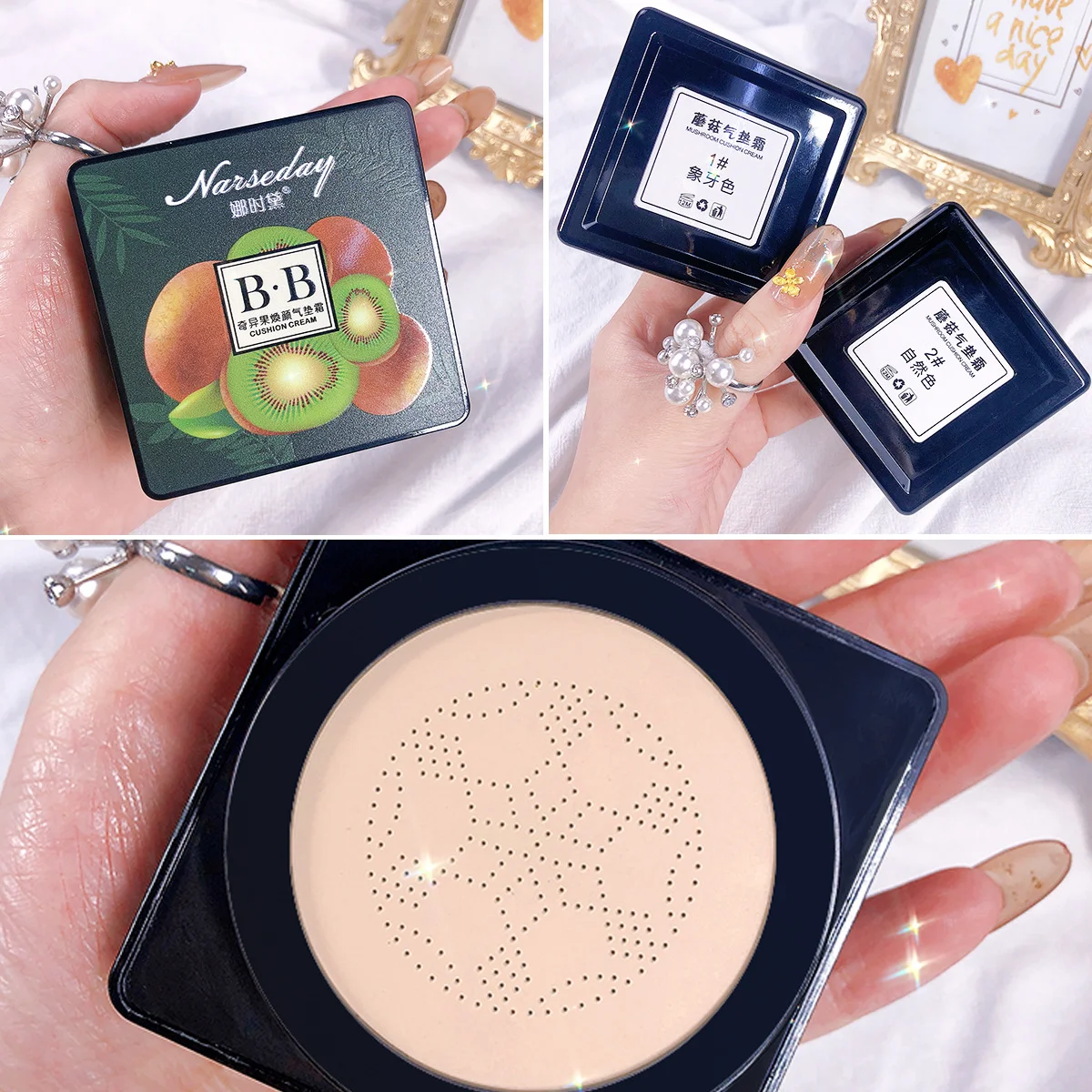 

Sdotter BB Air Cushion Foundation Mushroom Head CC Cream Concealer Whitening Makeup Cosmetic Waterproof Brighten Face Base Tone