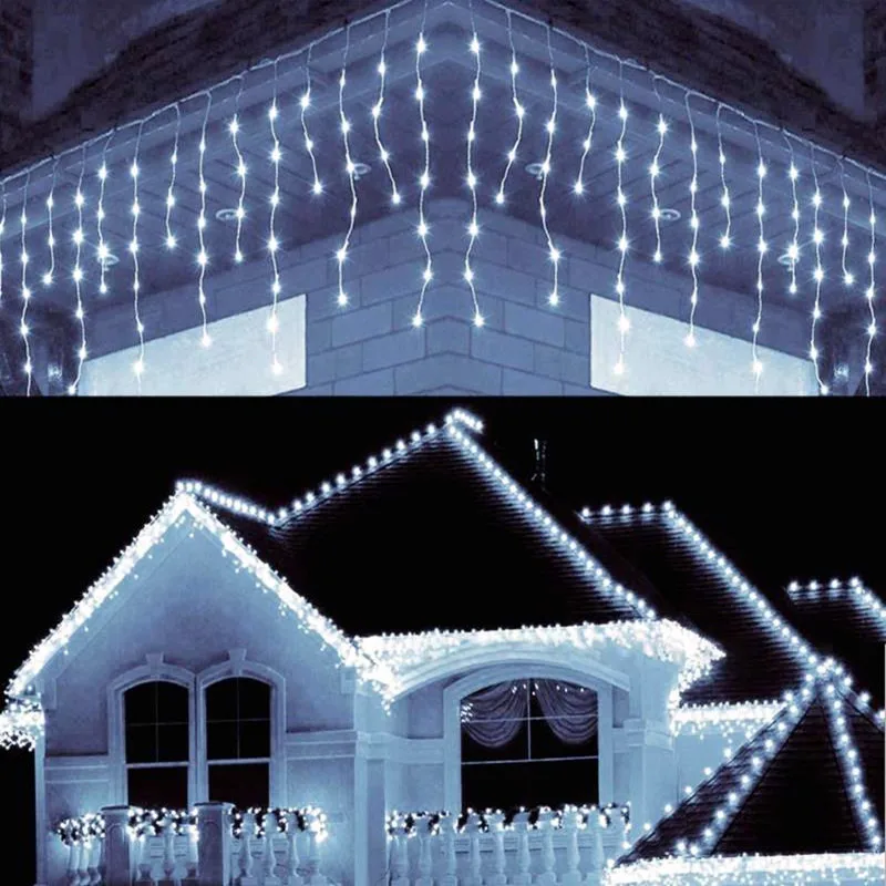 

5M Christmas Garland Curtain Lights Outdoor Waterproof String Lights Droop 0.4-0.6m Christmas decoration for Eaves Garden Lights