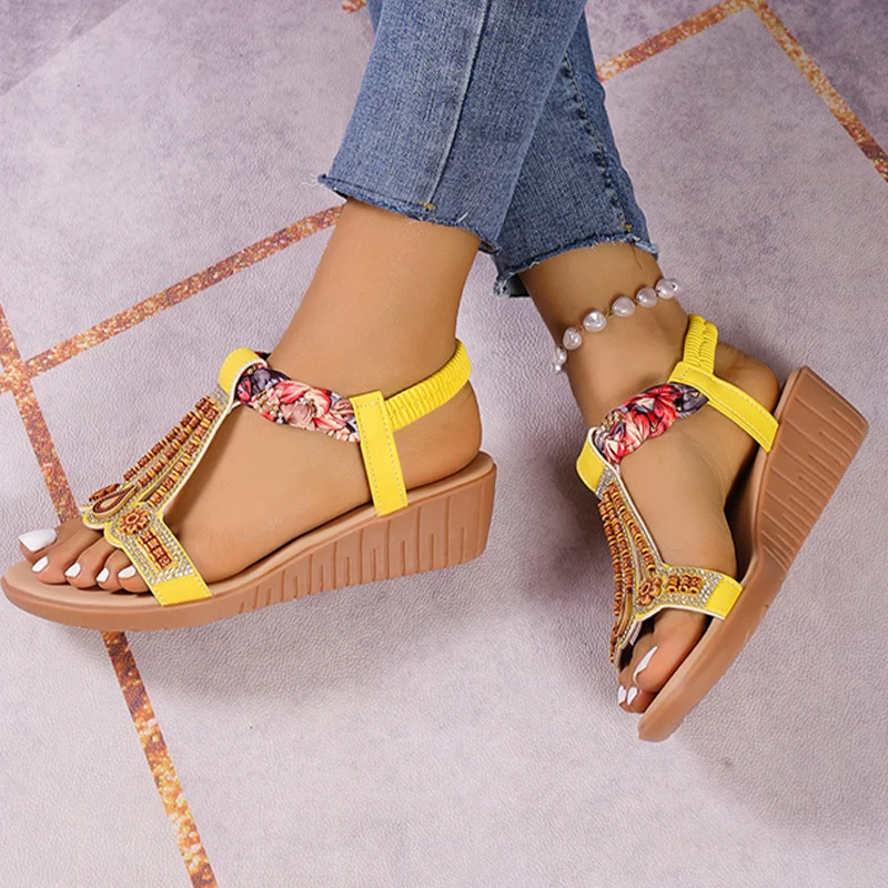 

Women Sandals Platform Gladiator Rome Chaussure Femme Wedges Fashion Dress Open Toe Slippers Slip-On Flip Flop Summer Slides