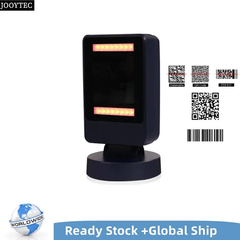 JOOYTEC Barcode Scanner 2D Desktop Automatic Sensing Data Matrix Reader Supermarket USB Barcode Reader 1D 2D QR Code