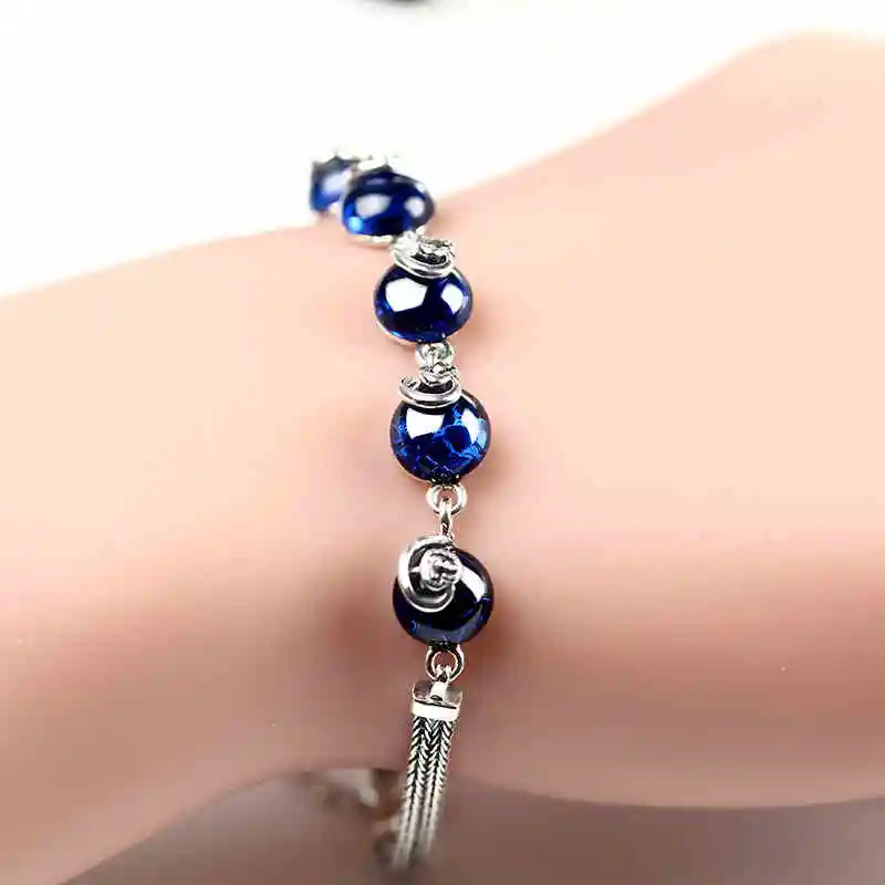 ZHJIASHUN Royal Certified Original Authentic 100% 925 Sterling Silver Natural Sapphire Bracelets Jewelry For Woman Silver Chains