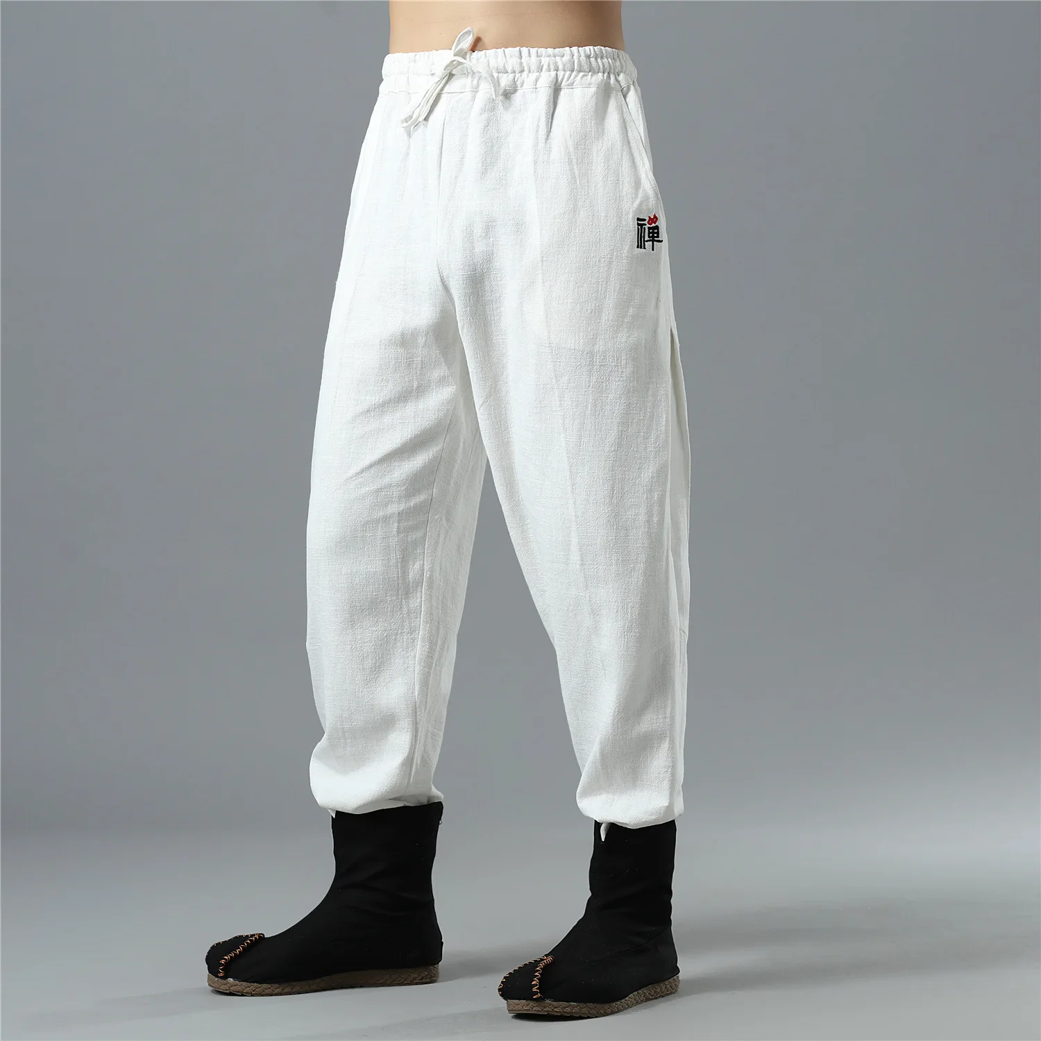 

Linen Casual Pant Men Sweatpant Linen Quickly Dry Loose Sport Pant Running Jogger Fitness Gym Tai Chi Martial Arts Kungfu Pant