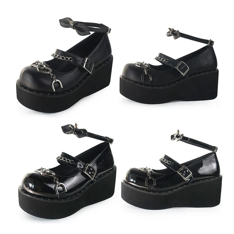 

Lolita Shoes Women Japanese Mary Janes Shoes Vintage Girls Students Uniform High Heel Platform Shoes Cosplay Dress Shoes T8NB