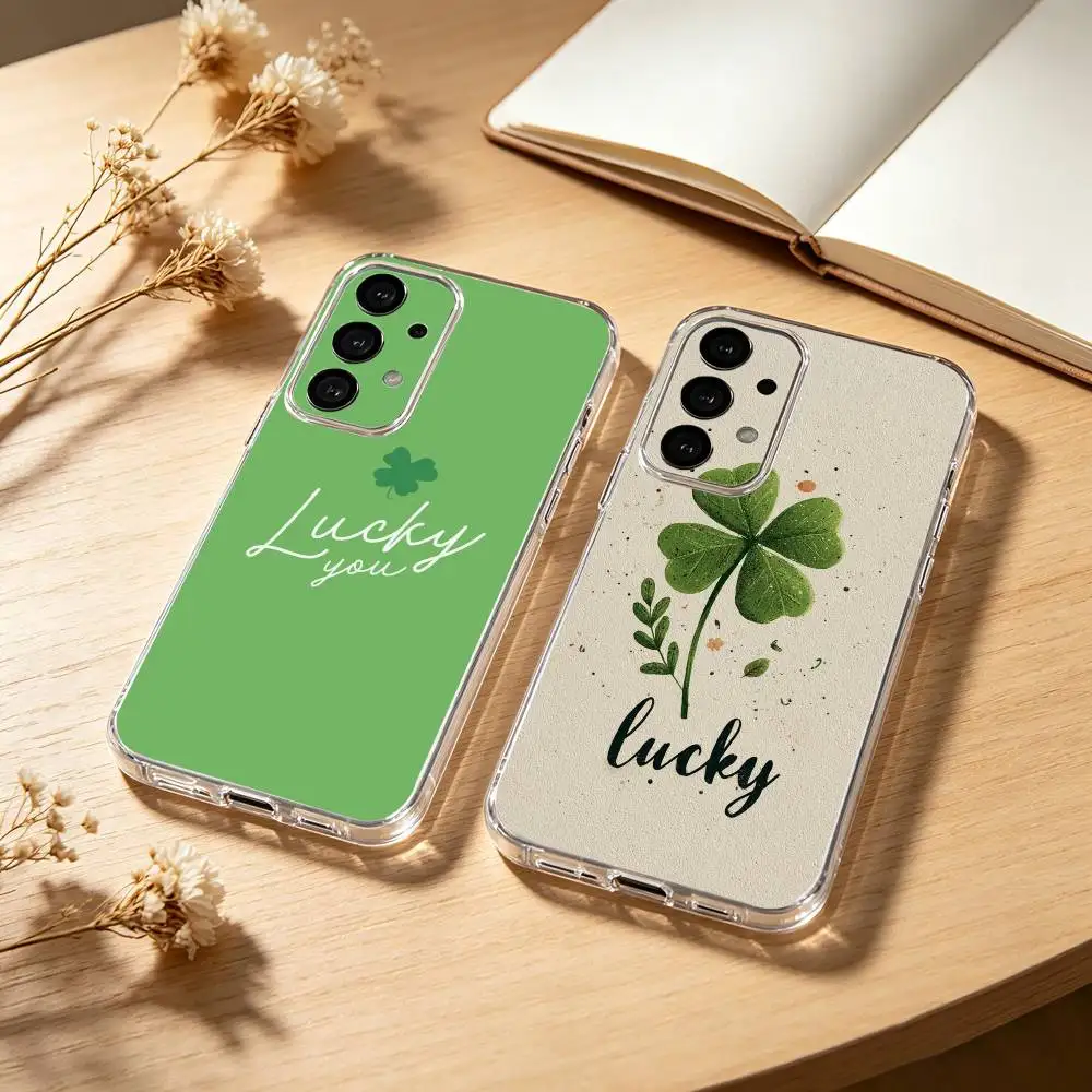 Фото Four L-leaf clover phone Case For Samsung S25,24,21,22,23,30,Ultra,20,Plus,Fe,Lite,Note Transparent Cover №1
