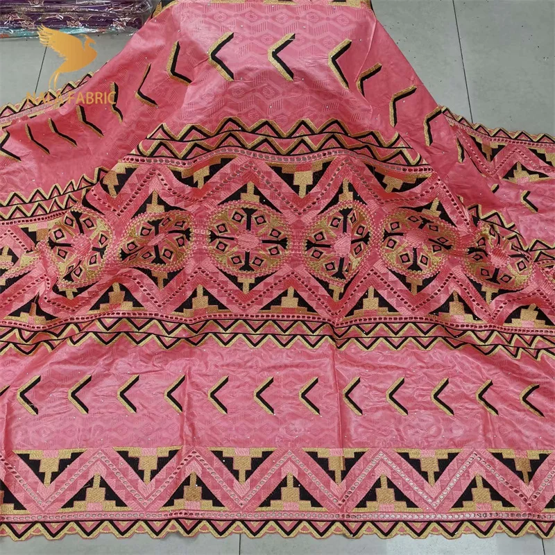 

111312 latest African bazin fabric 2022 african fabric with embroidery lace brocade fabric for women dress 5 yards