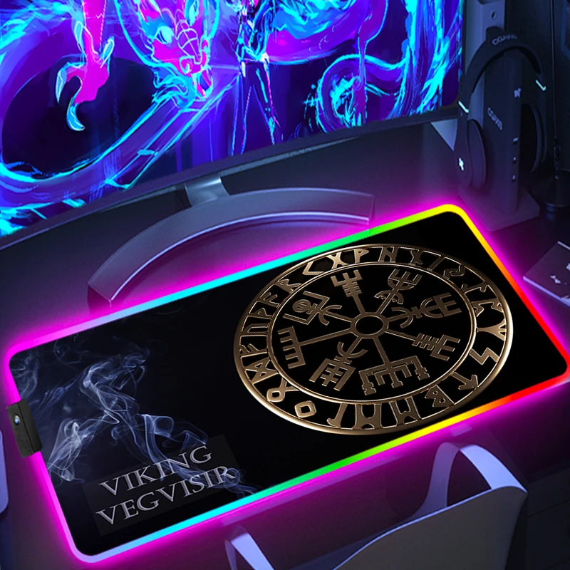 Big Mouse Pad Xxl Viking Vegvisir Shield Gamer Keyboard Pc Gaming Computers Mousepad Rgb Computer Table Laptop Mat Desk Carpet