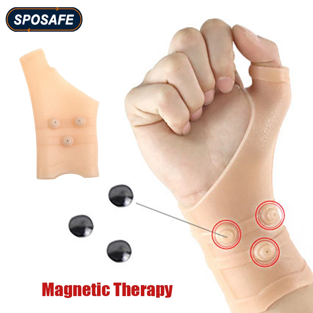

Silicone Magnetic Wrist Thumb Support Gloves Anti Arthritis Rheumatoid Hand Wrist Pain Compression Massage Therapy Working Sport