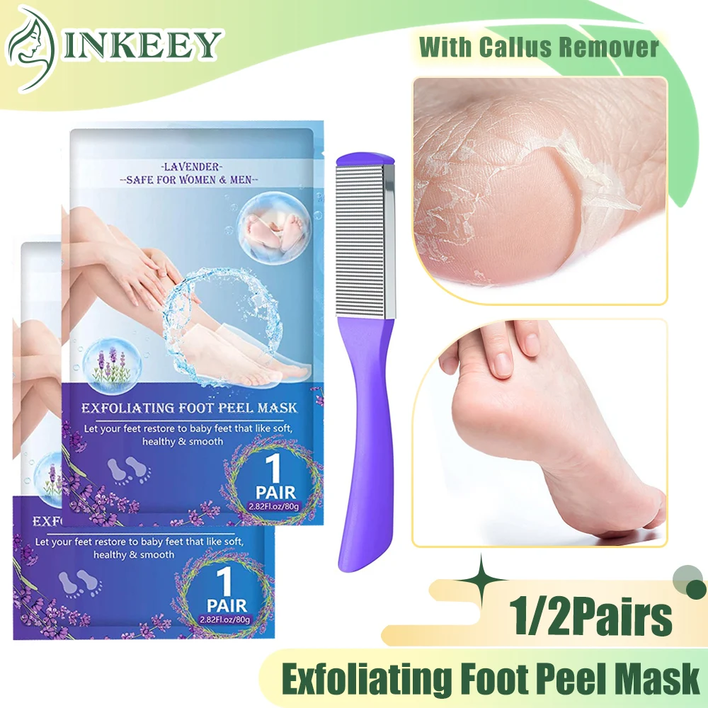 

1/2Pairs Exfoliating Foot Mask with Callus Remover Feet Peeling Mask Repair Dry Cracked Feet Pedicure Socks Dead Skin Peel Off