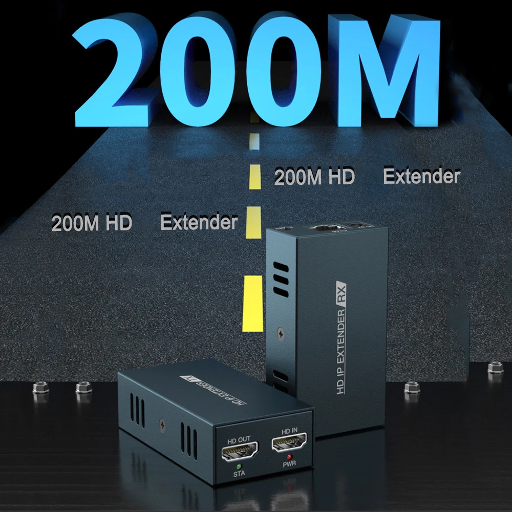 Удлинитель сигнала IP «один к многим»-Диапазон 200 м-HD HDMI-совместимый-TCP IP Control - CAT5 CAT5e CAT6-ИК локальная сеть