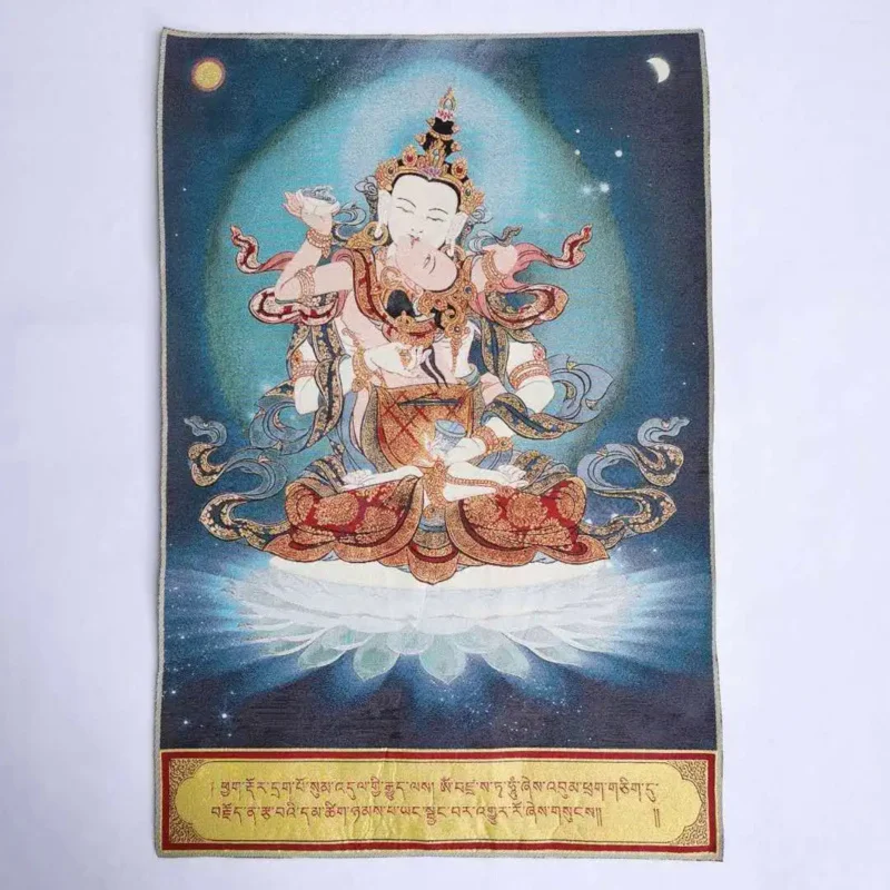 

36"Tibet Tibetan Cloth Silk Vajrasattva Goddess Kwan-yin Guan Yi Tangka Thangka