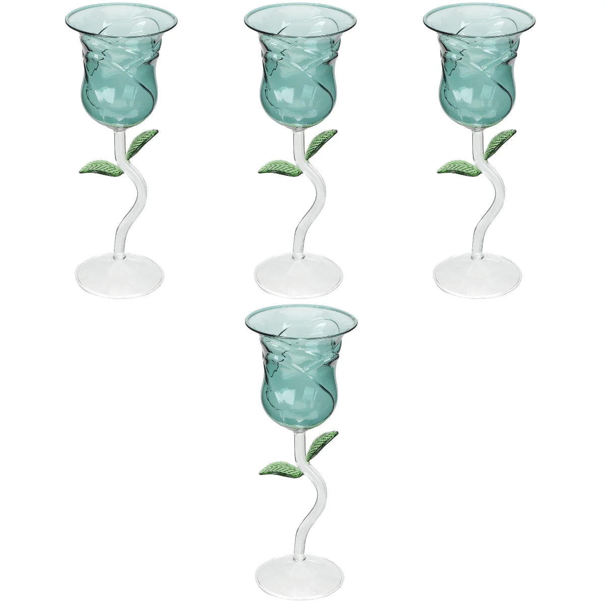 

4pcs Rose Flower Rose Flower Goblet Cocktail Goblet for Valentine's Day