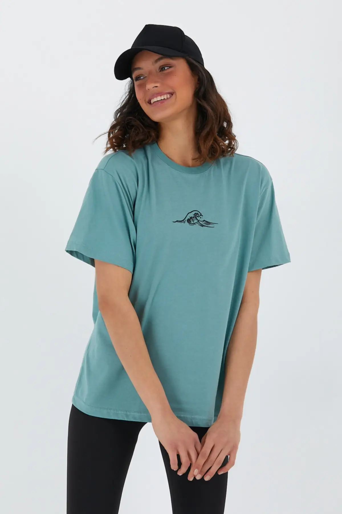 Женская футболка оверсайз с принтом морской волны Повседневная коротким рукавом