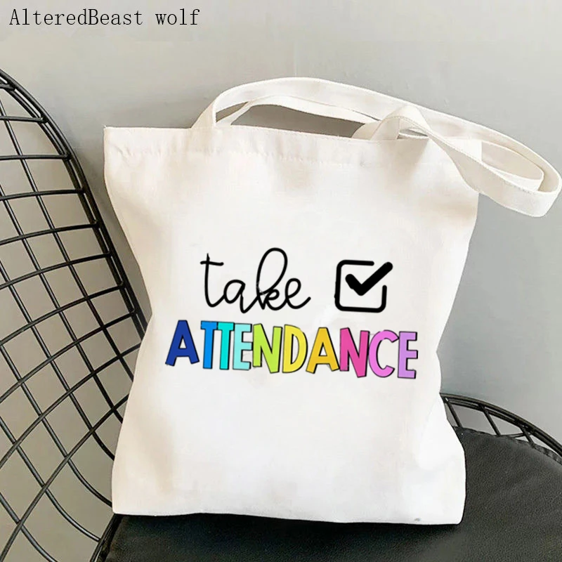 

Teacher supplies Shopper bag Teacher Take Attendance Bag Harajuku Canvas Shopper Bag girl handbag Shoulder Lady gift Bag