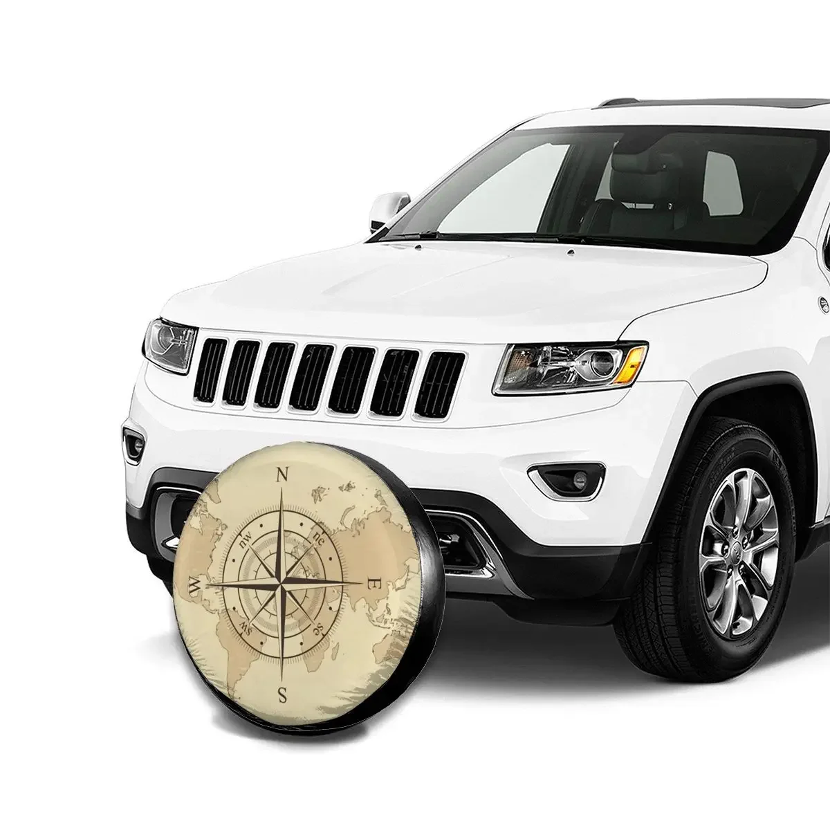 Задняя крышка под заказ для запасных шин с изображением древней карты компаса