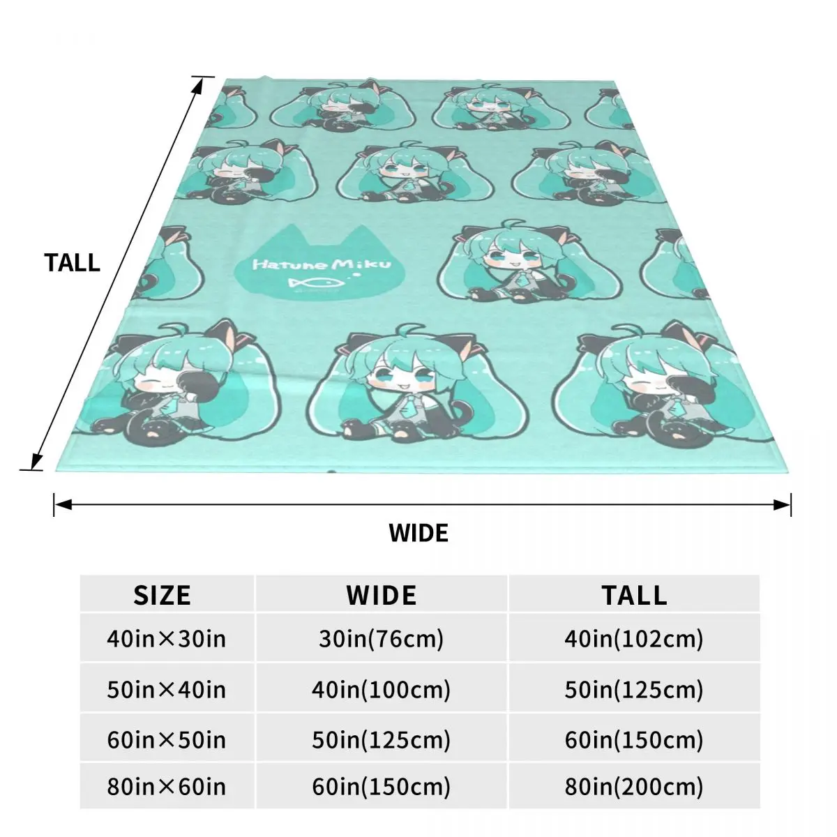Одеяло с коллажами Хацунэ Мику дизайнерское качественное теплое мягкое