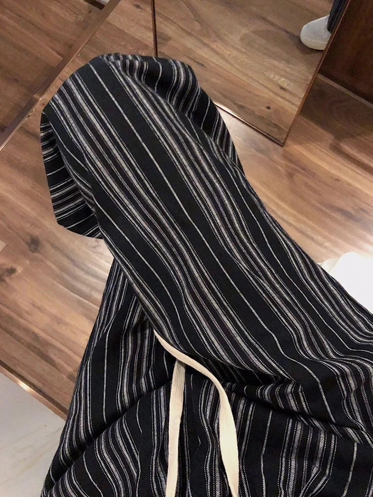 

Женские эластичные брюки с завышенной талией, дизайнерские классические винтажные полосатые модные новые женские брюки, прямые мешковатые Широкие штаны, 2023