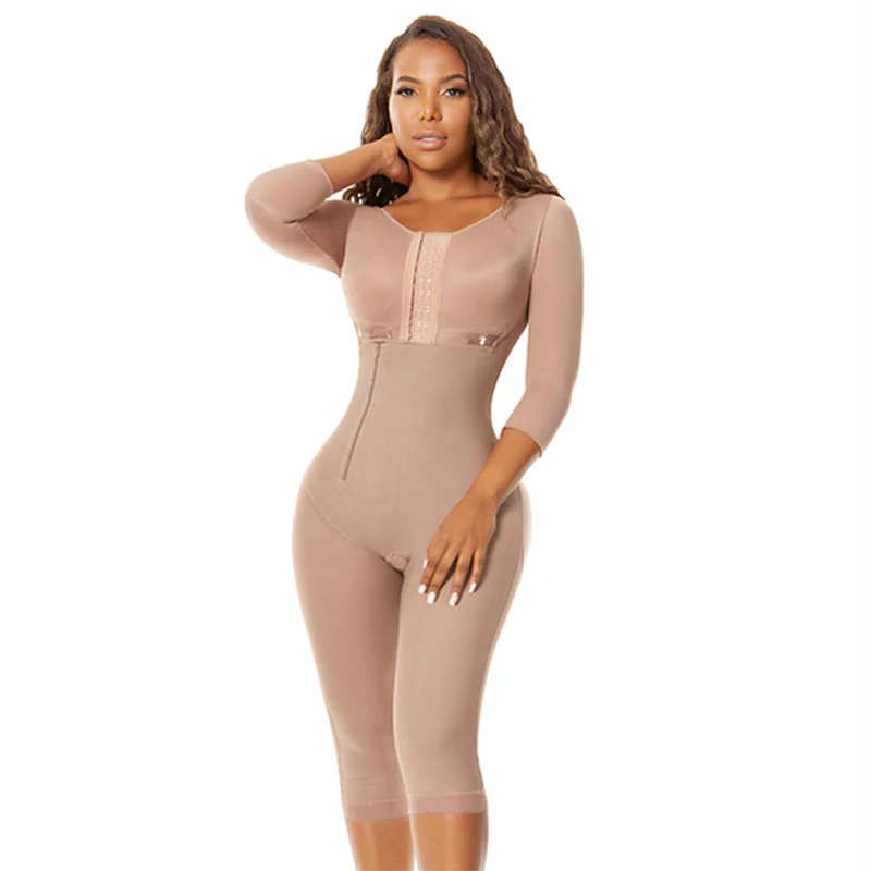 Fajas Colombianas Post-surgical Use Women Body Shaper Compression Fabrics Long Girdle To The Knee Tummy Control Breast Support