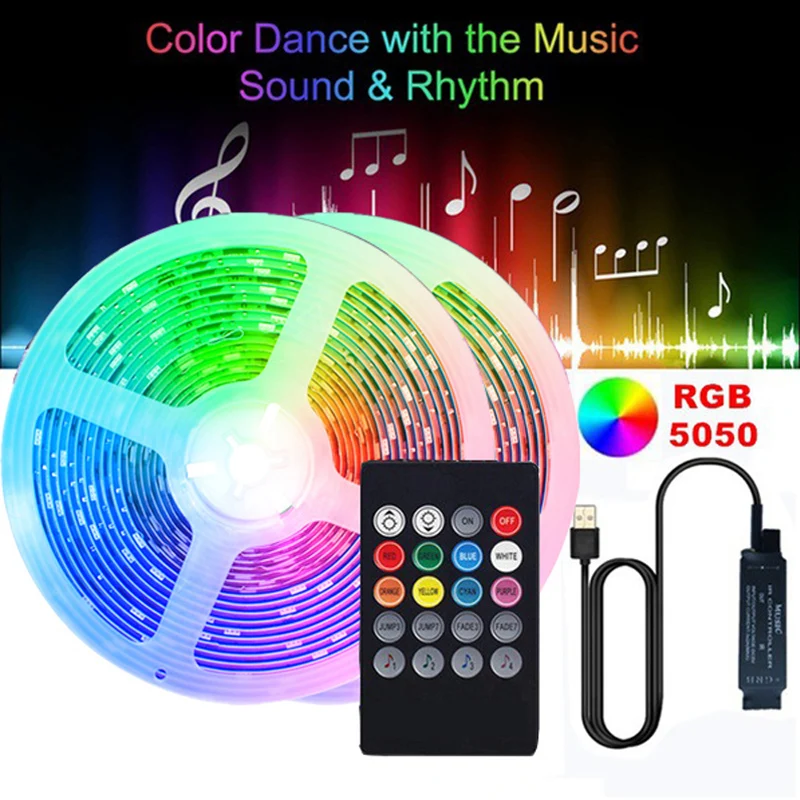Светодиодная ленсветильник 5050USB цветная RGB ТВ Гибкая подсветка музыка управление