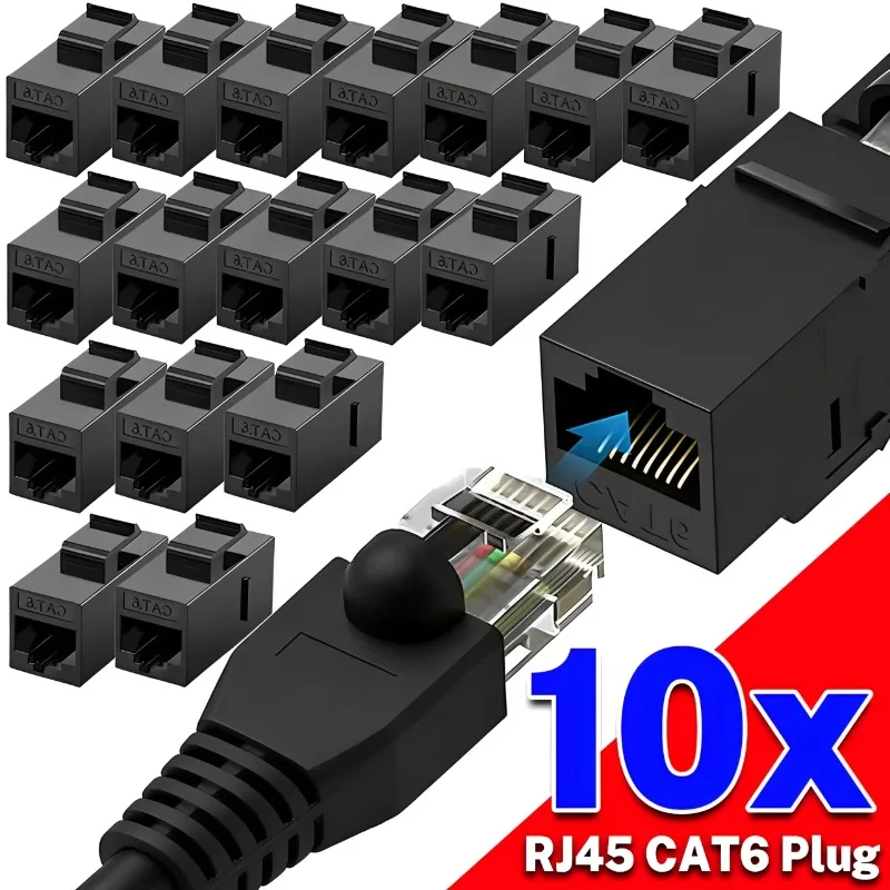 Фото 2-10 шт. RJ45 Cat6 Keystone Coupler, сетевой удлинитель CAT6, адаптер-разъем, двойной прямой соединитель для Ethernet-кабелей LAN №1