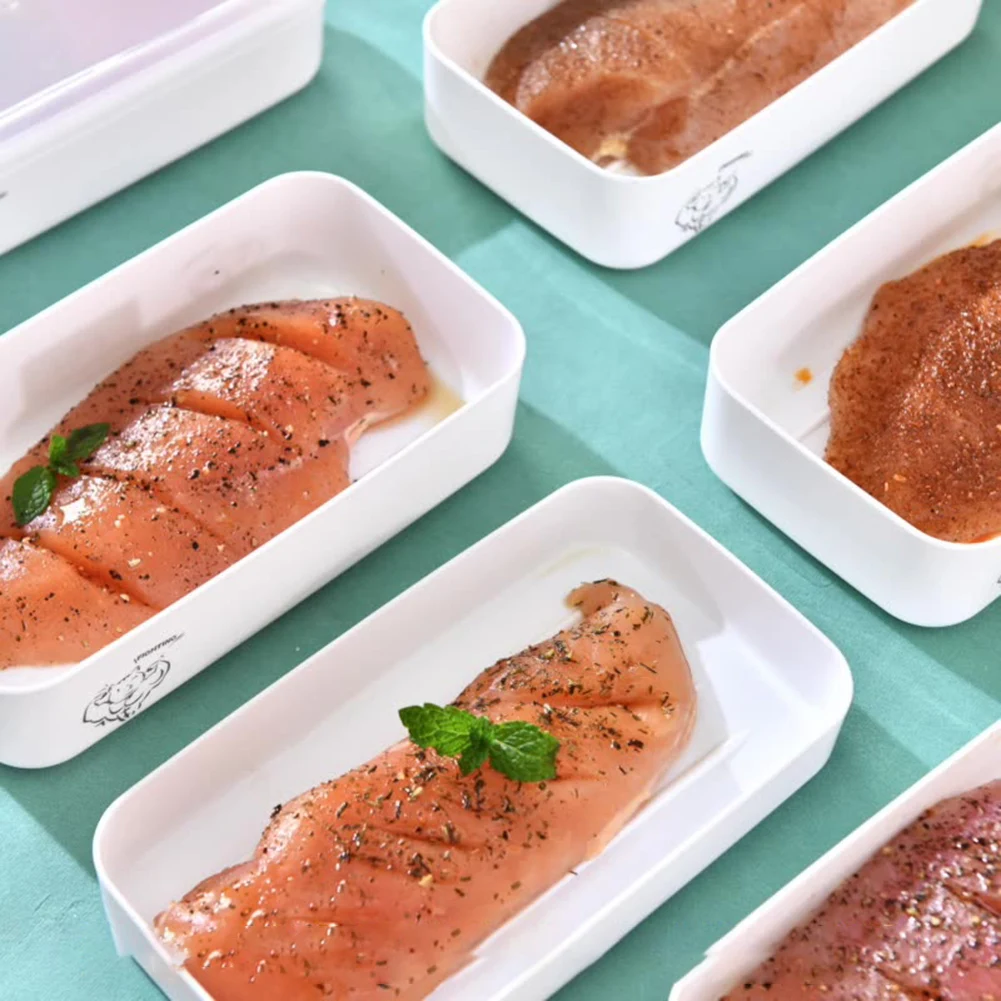 

Plastic Storage Box Reusable Non-toxic Meat Food Container Organizer with Airtight Lid Freezer Microwave Oven Safe