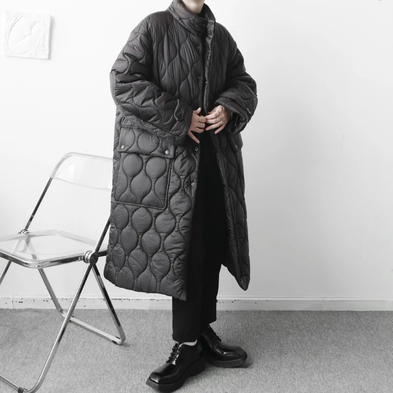 Winter Black Long Coat Men Warm Fashion Oversized Thick Coat Men Japanese Streetwear Loose Thicken Jacket Mens Parker Overcoat