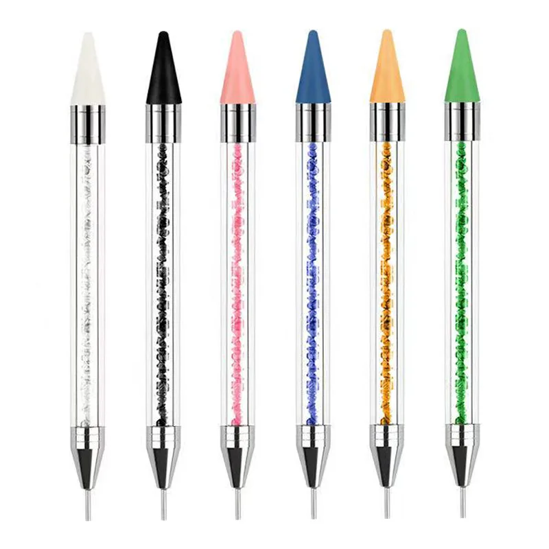 

10PC Dual Heads Acrylic Metal Dotting Wax Pen Rhinestones Gem Picker Crystal Picking Nail Art Studs Dotter DIY Point Drill Tools
