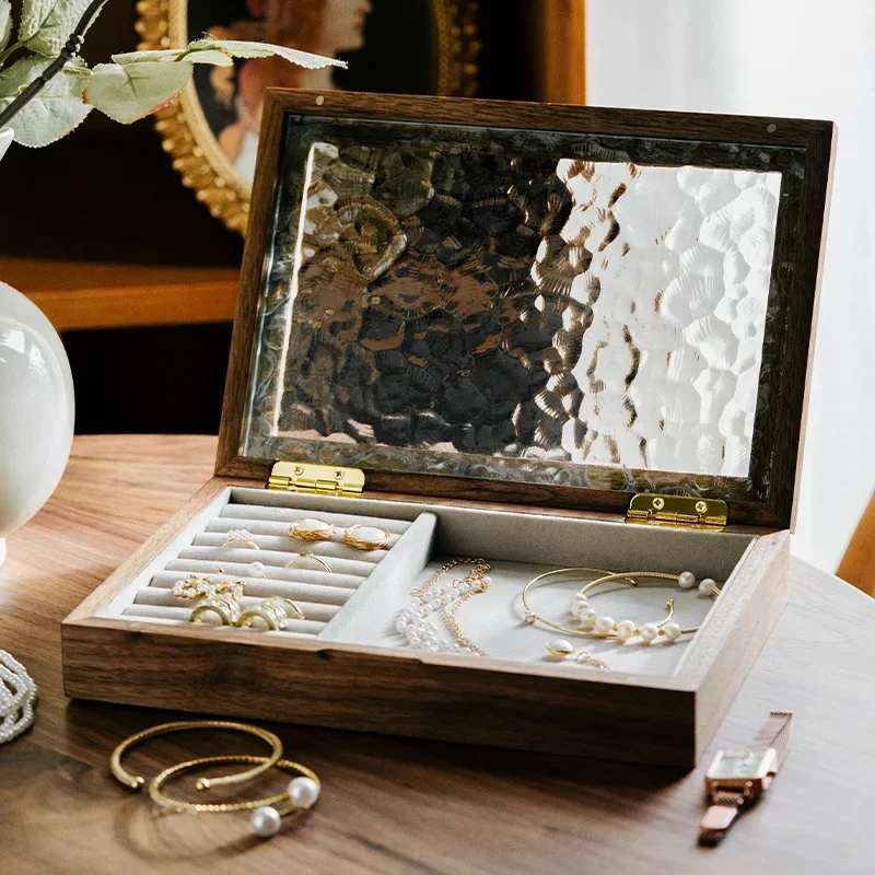 Ретро-шкатулка для хранения ювелирных изделий из массива черного ореха со