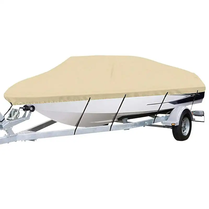 

Waterproof Marine Grade Canvas 600D Polyester Boat Cover for V-Hull -Hull Fishing Ski Pro-Style Boats, M, EHD