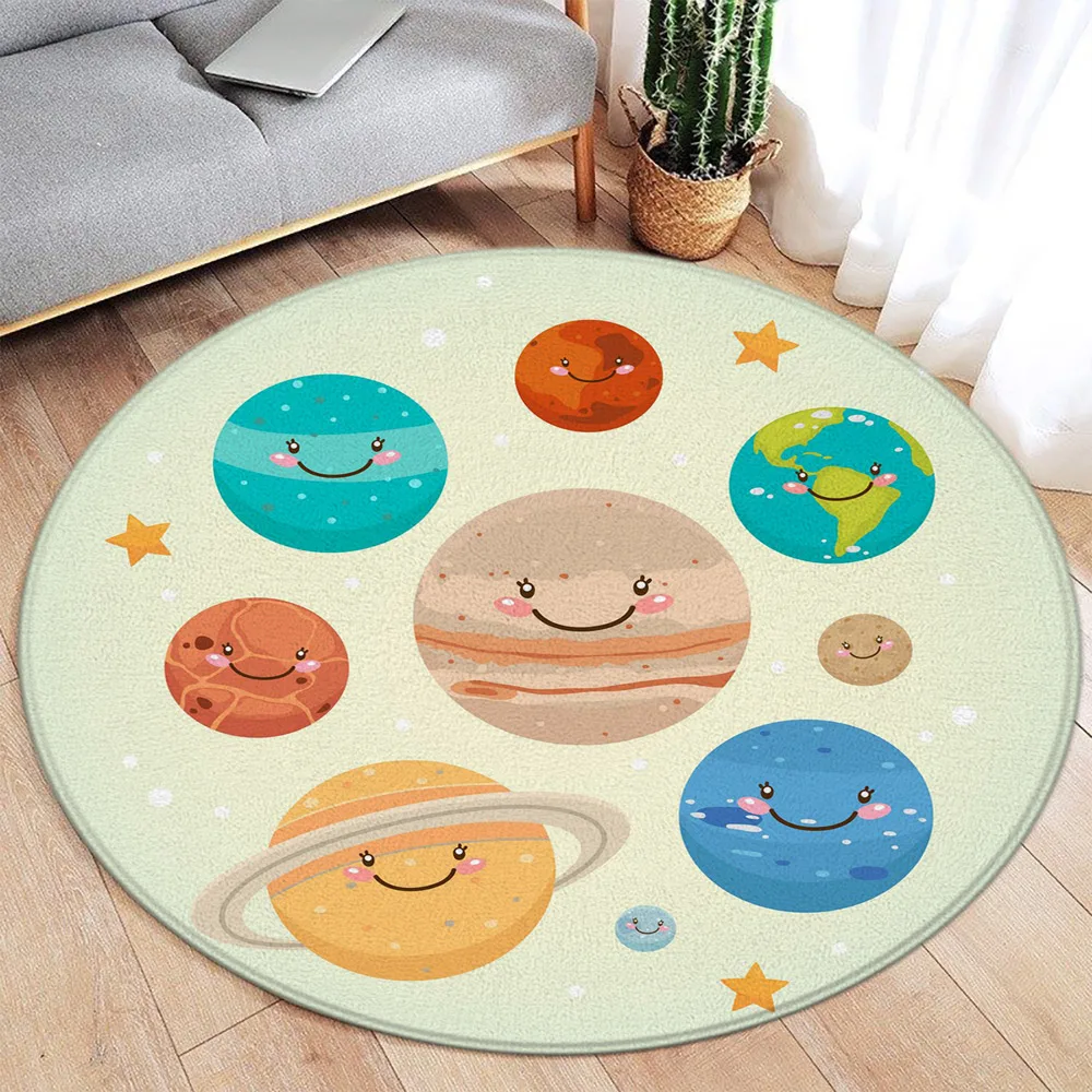 Мультяшный круглый ковер с планетами милая детская спальня гостиная украшение
