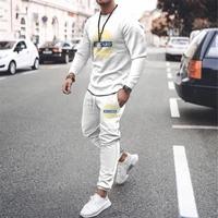 2022 new autumn man long sleeved trousers set 3d printed letter pattern streetwear tracksuit casual simple high quality suit