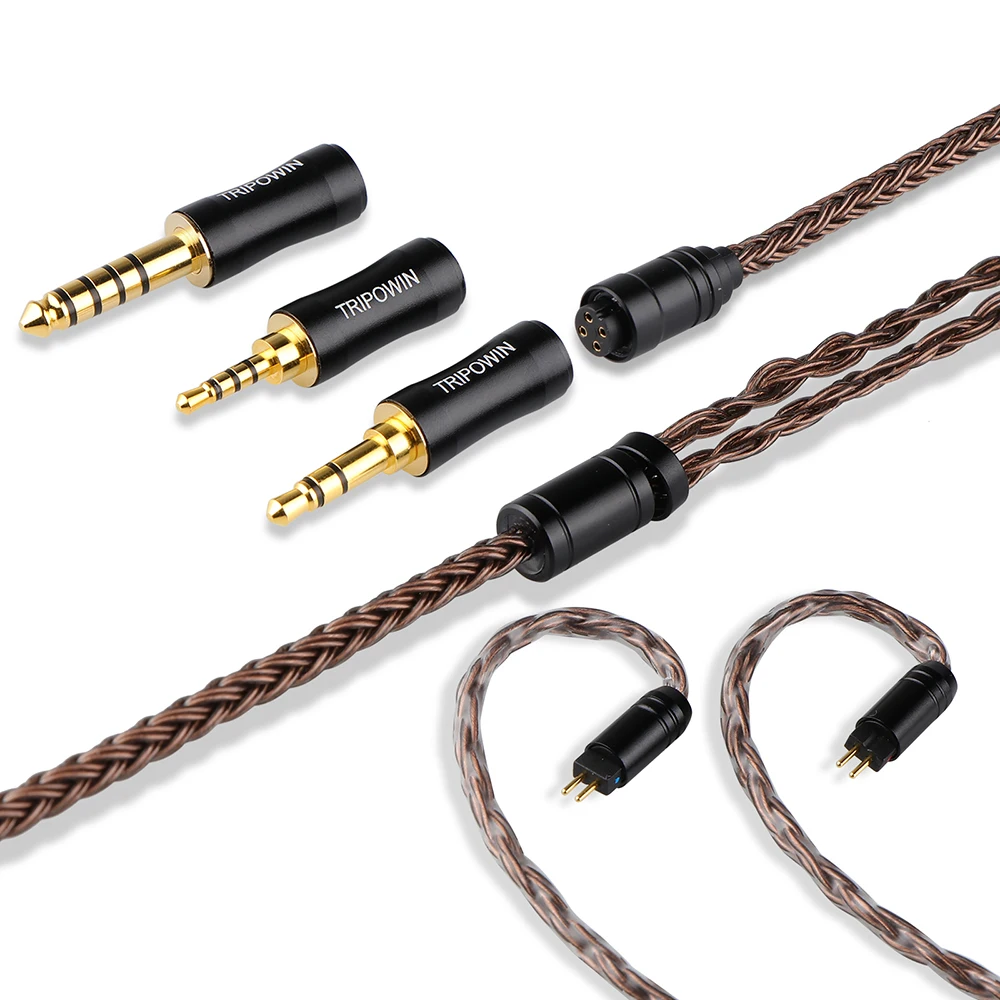 Бескислородный кабель Tripowin Amber 32AWG OFC Hi-Fi IEM-кабель со сменной вилкой 2 5 мм 3 4