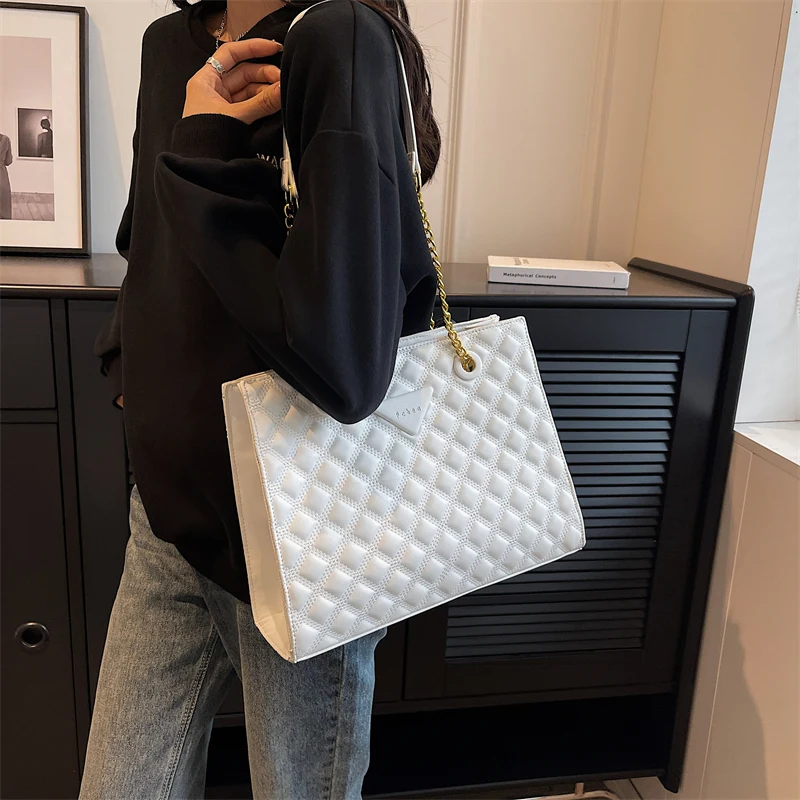 Big Capacity Women Bags Diamond Lattice Pattern PU Leather Shoulder Bag Brand Design Fashion Chain Crossbody Bag Female Handbags