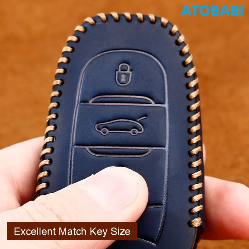 Фото Кожаный чехол для ключей от машины для Peugeot 208 308 508 2008 3008 5008 DS DS4 DS5 Citroen C4 Picasso Opel Corsa, чехол с дистанционными брелоками №3