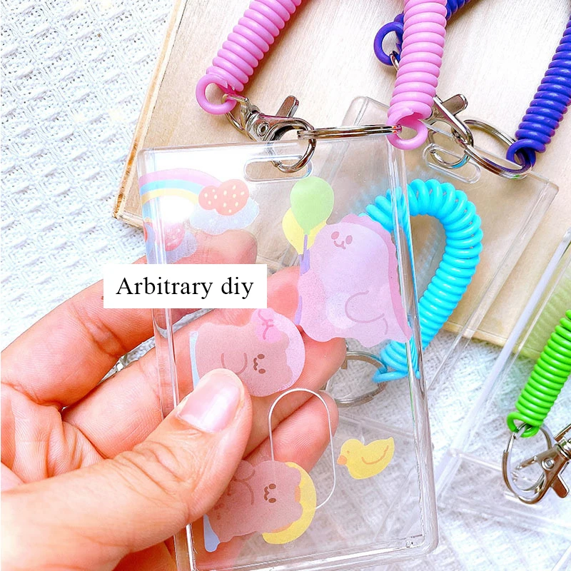 

ID Card Case Acrylic Transparent Card Holder Wristband Card Holder DIY Candy-colored Modern Keychain Card Case